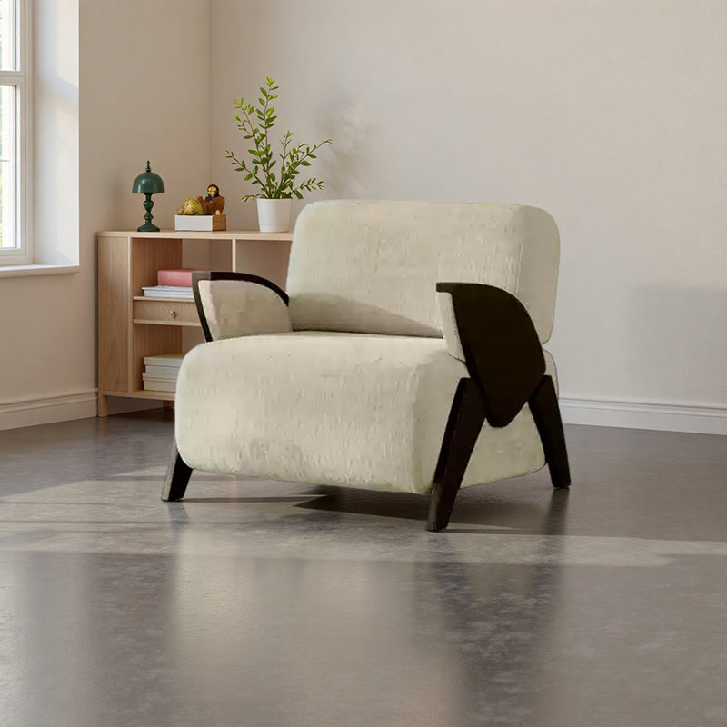 Chaise d'appoint luxueuse au design unique, Velours côtelé beige