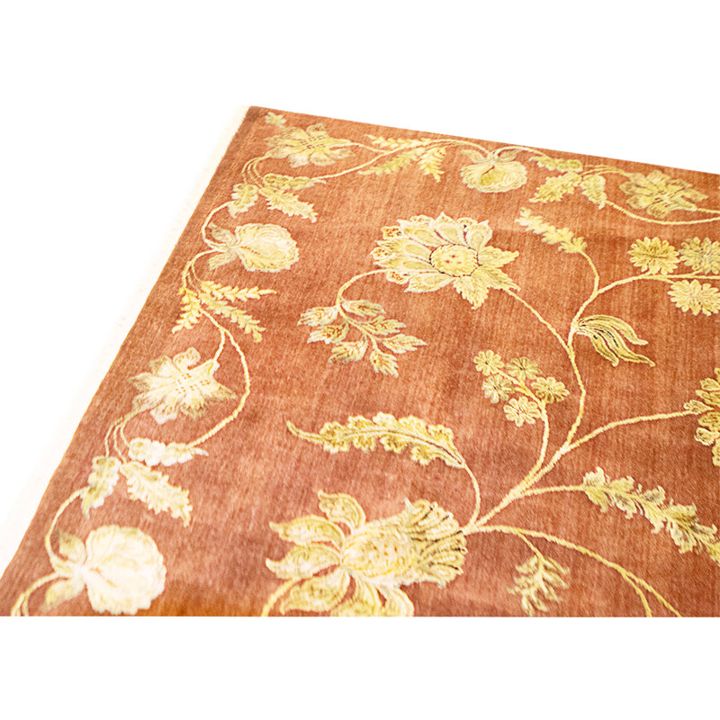Hand Knotted Area Rug in Rust
