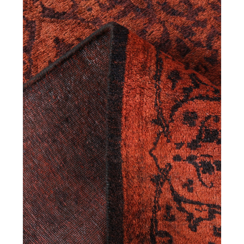 Overdyed Hand-Knotted Wool Modern-Contemporary Red Runner 2' 7" x 12' 10"