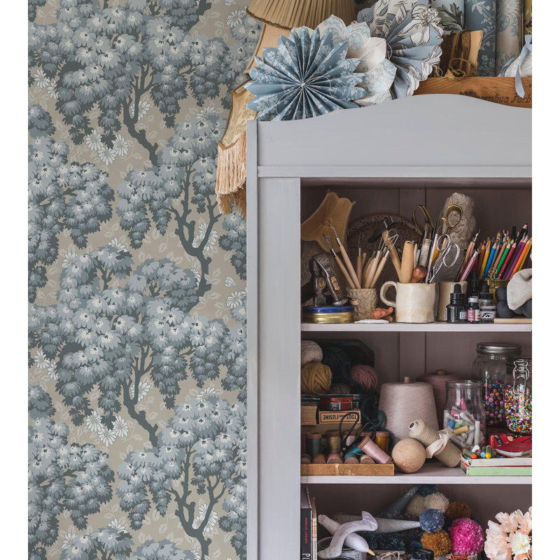 Lofstad Floral Wallpaper Roll, Indigo Blue