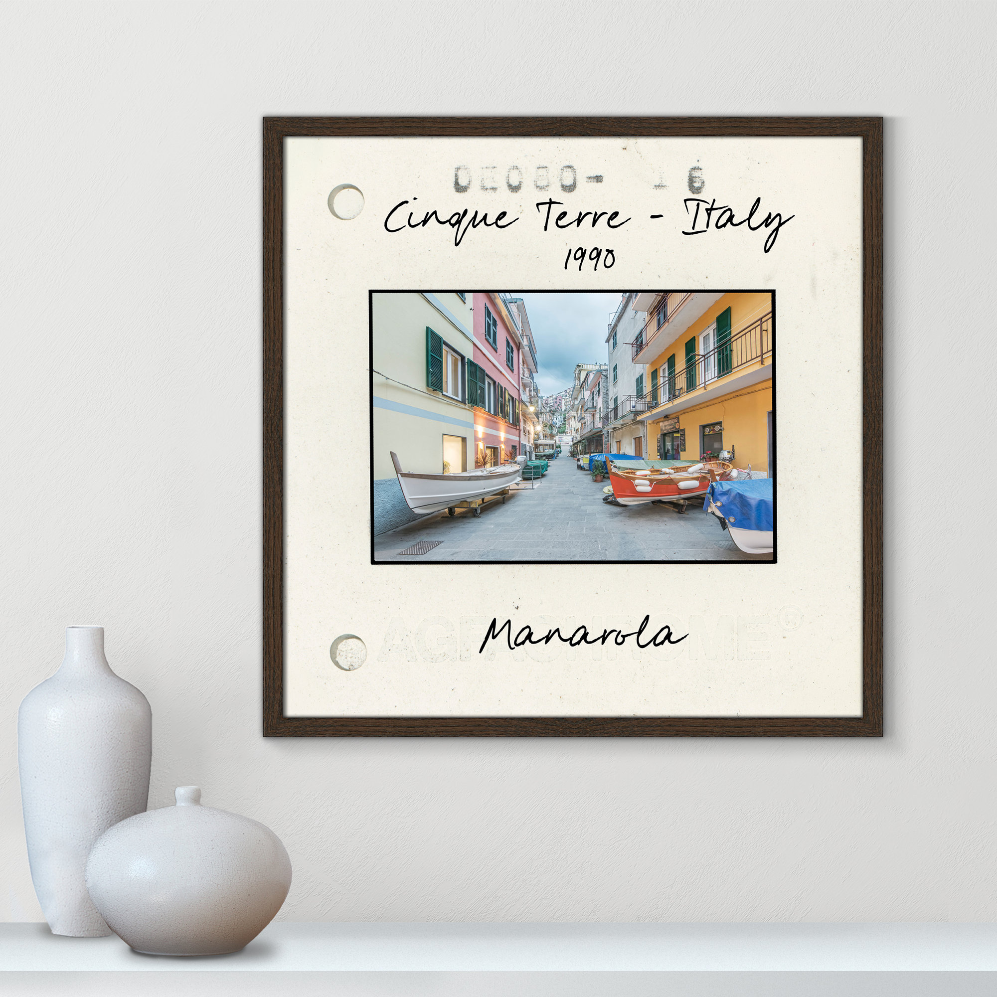 Cinque Terre, Italy - Manarola Print by Danita Delmont, Walnut Single Picture Framed Paper, 23.5" H x 23.5" W x 0.75" D