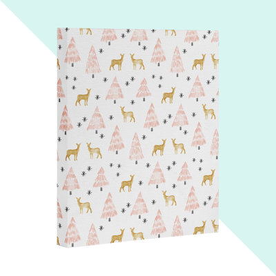 «Winter Deer» - Impression d'art graphique en rosé