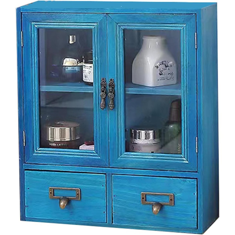Vintage Mini Wood Counter Top Cabinet,Display Case With O...