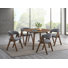 5-Piece Mid-Century Modern Dining Set with Round Wood Table and Upholstered Chairs
