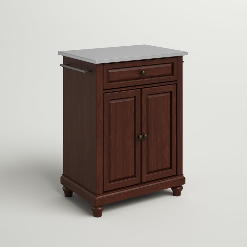 Chariot de cuisine avec plateau en acier inoxydable Hedon, Acajou rétro