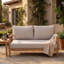 Causeuse de patio en bois d'acacia avec coussin beige résistant à l'eau