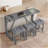 4-Piece Table And Chair Set, Narrow Dining Table With Power Outlet, 3 Upholstered Stools-1536926918-1536926906
