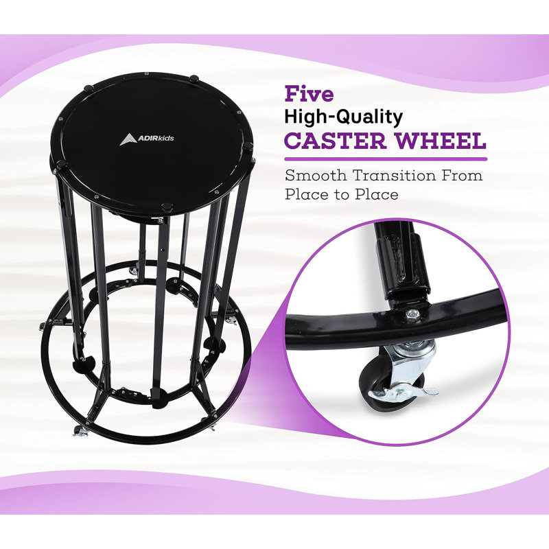 Black Metal Large Paper Roll Dispenser with Wheels