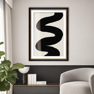 Abstrait noir et blanc, coups de pinceau, illustrations modernes, impressionnisme, art mural