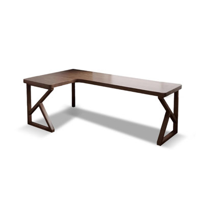 Light chestnut color L-Shaped Solid Wood Writing desk