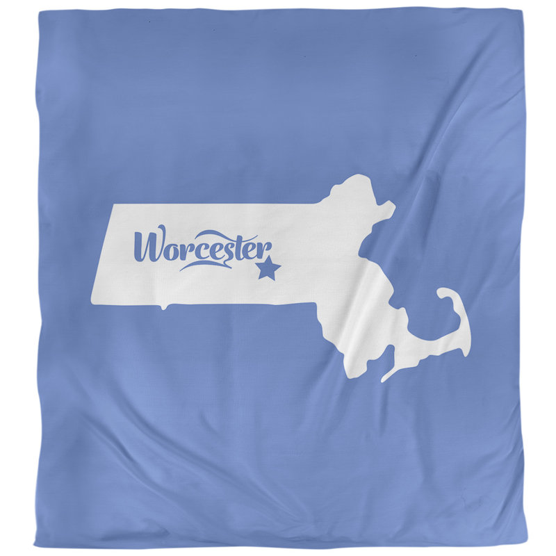Housse de couette simple Massachusetts, Housse de couette pour grand lit, Bleu, Microfibre