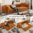 97.7" Pull-Out Sofa Bed, Velvet Convertible Sleeper Couch Bed Chesterfield Sofa With 2 Pillows and Removable Ottoman-1585577035
