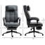 Chaise de travail gris foncé avec tissu d'aspect lin, hauteur réglable, pivotant, repose-pieds rétractable et accoudoirs rembourrés pour un espace de travail confortable à haut dossier - gris, réglable