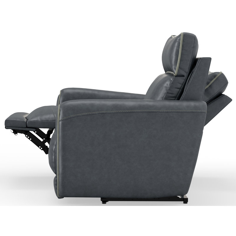Ayoka Power Reclining with Power Adjustable Headrest, Blue Polyester, 41" H x 84" W x 39" D