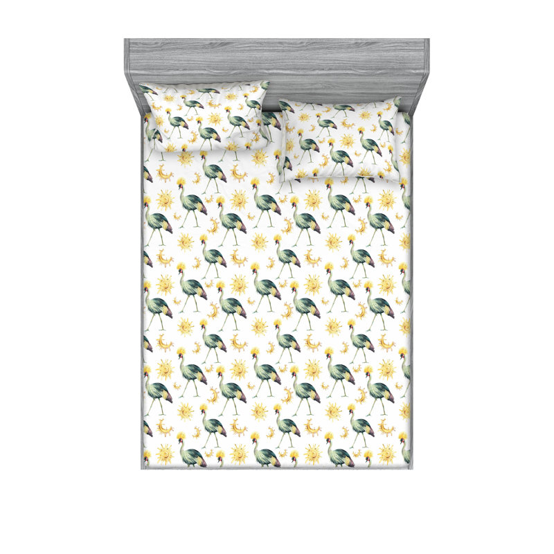 Ensemble de draps et taies décoratives Ambesonne Boho Sun and Moon Print Pale Earth Yellow Ivory