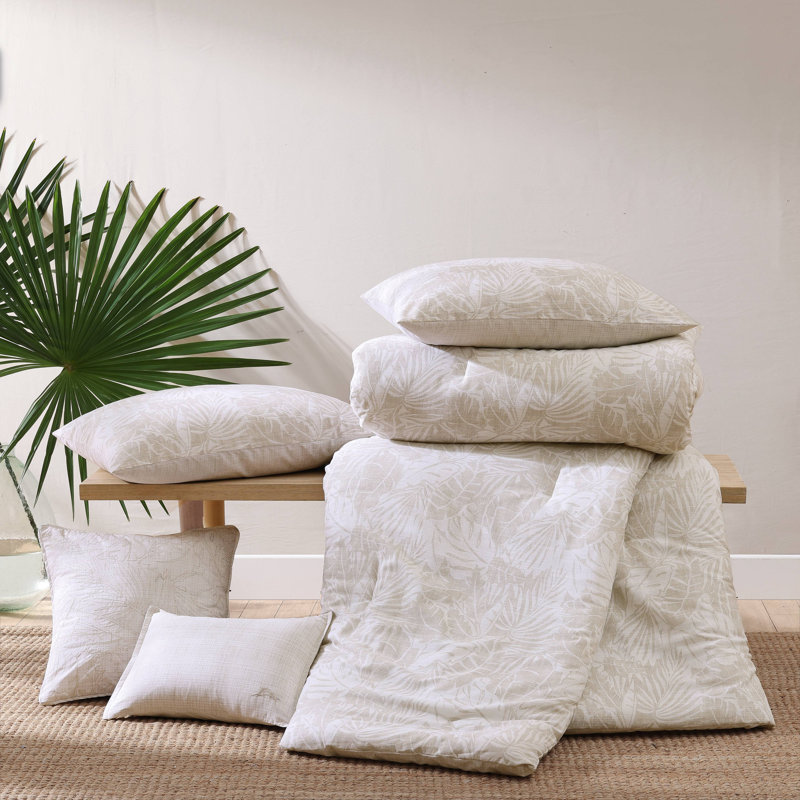 Serene Island King Cotton Bedding Set in White - Reversible 5-Piece