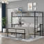 Space-saving Twin Over Full Metal Bunk Bed With Integrated Desk, Modern Design