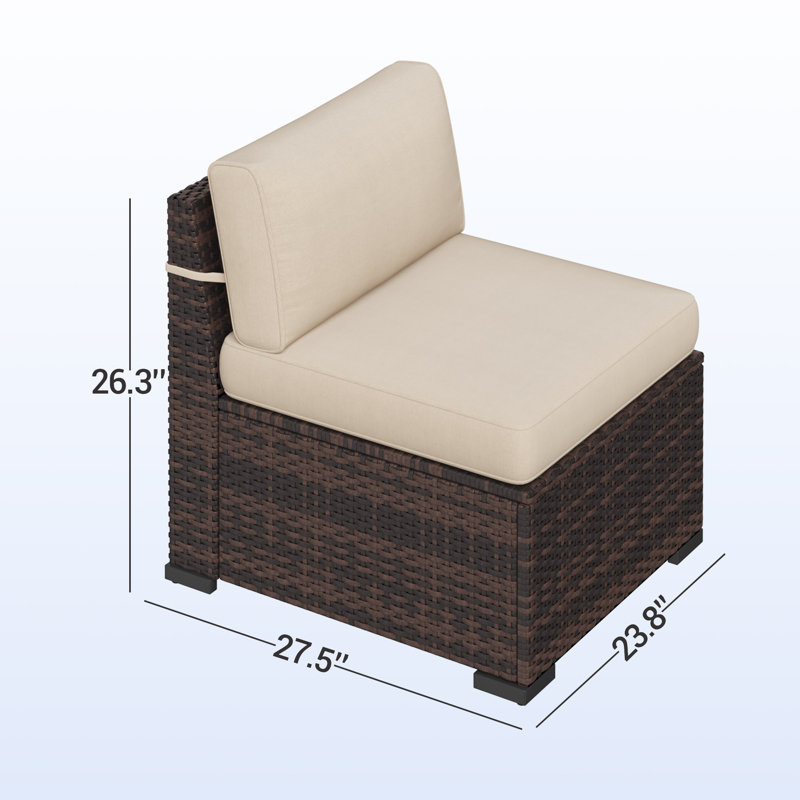 Treyshun Wicker 10 - Person Modular Patio Conversation Set with Cushions, Khaki