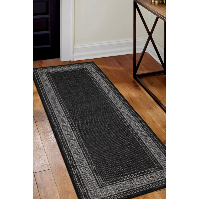 GEL GREEK KEY BLACK 60/230cm, Runner 60 x 230 cm