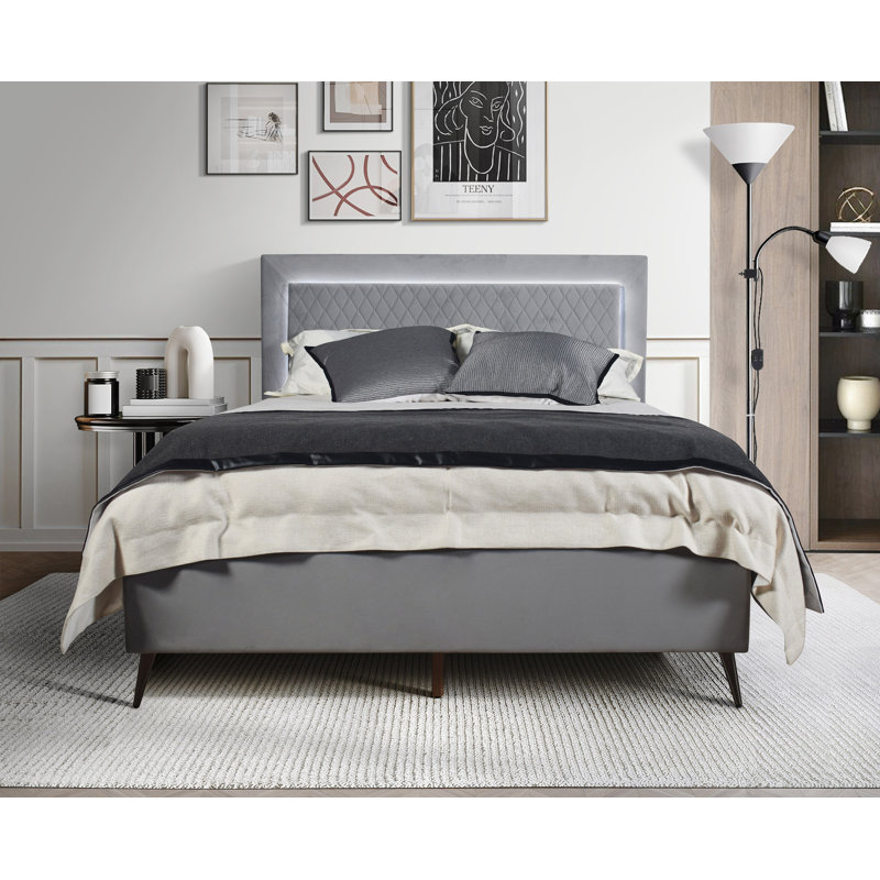 Hui Upholstered Platform Bed, Dark Gray, California King