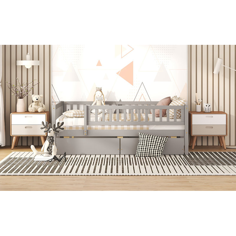 Hanon Kids Daybed with Drawers, Gray, Full