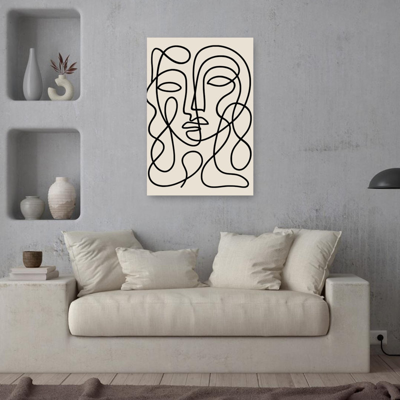 Elegant Abstract Faces Abstract Contemporary Elegant Wall Art Print, 91.44cm H x 60.96cm W