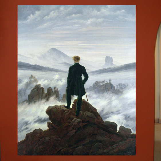 Adhésif décoratif «The Wanderer» au-dessus de la mer de brouillard (1818), H 24 po x l 19 po