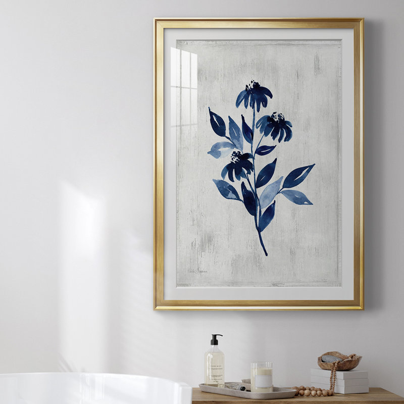 " Wild Indigo I ", Gold, 42.5" H x 30.5" W x 1" D