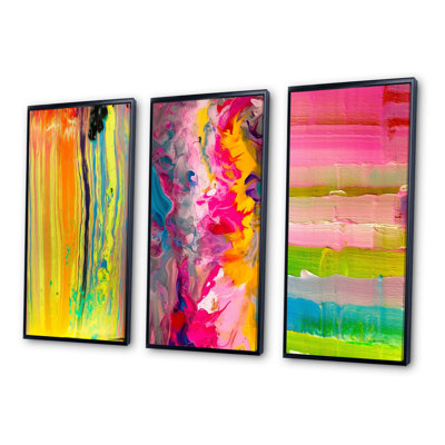 " Soul Of Motion Abstract Liquid Yellow " 3 - Pieces
