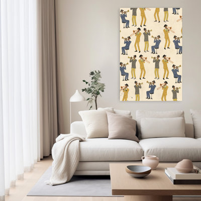 Vintage Jazz Pattern Retro Vintage Abstract Wall Art