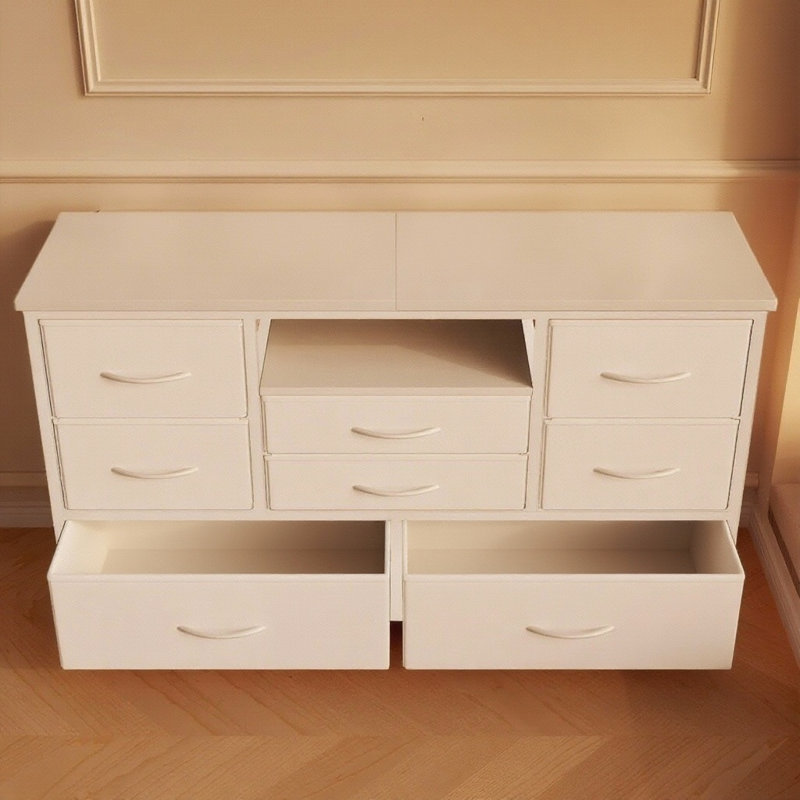8-Drawer TV Stand, With 22 Light Modes & Power Outlet, White