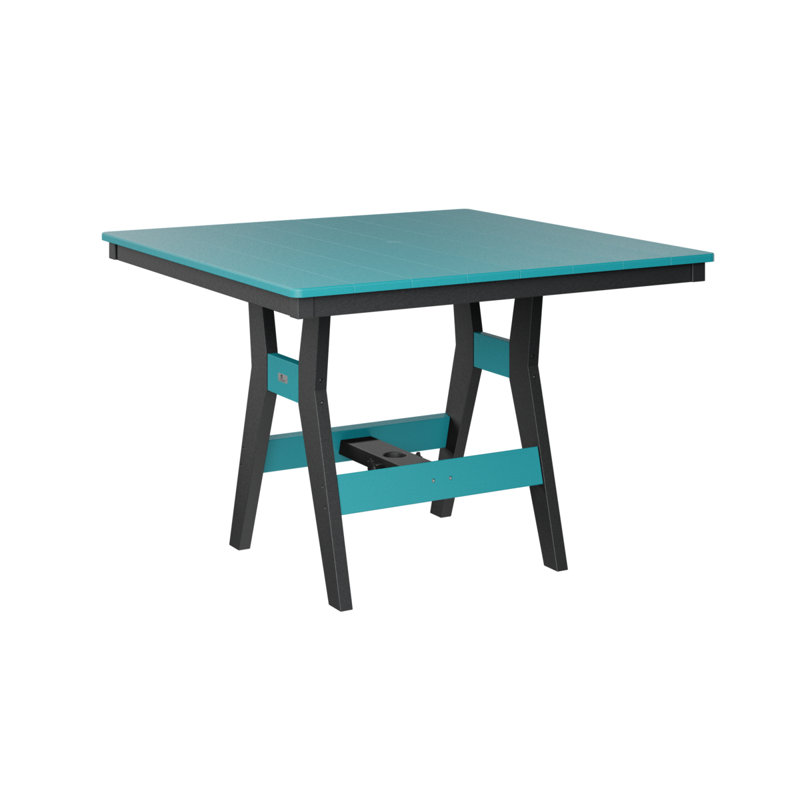 Harbor Outdoor Square Dining Table, Black, 38.37" H x 44" W x 44" D, Aruba Blue