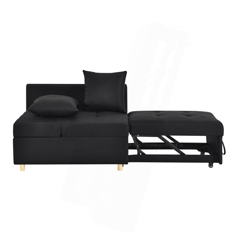 Canapé-lit convertible avec dossier ajustable et canapé-lit, Lin noir