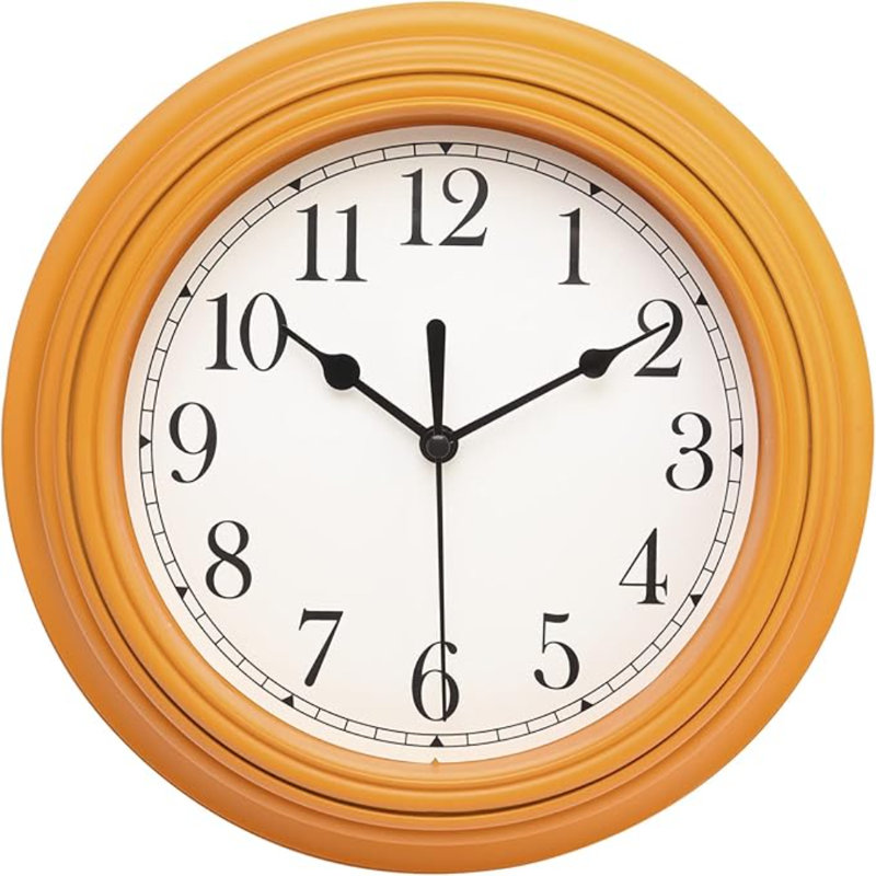 Horloge murale silencieuse 9 pouces, Jaune foncé