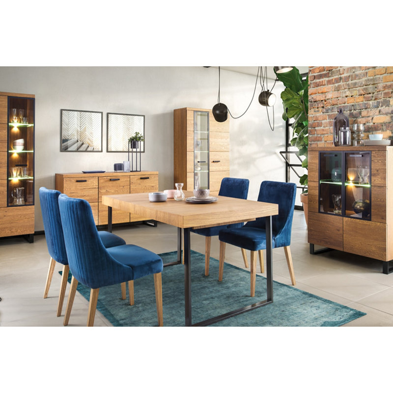 Laimondo Solid + Manufactured Oak Wood 2-Door Display Cabinet
