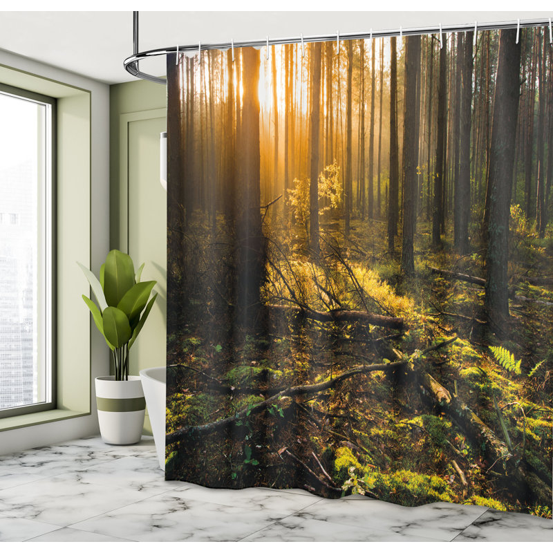 Shower Curtain with Hooks Included, 70"H x 69"W