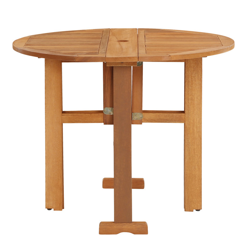 Abi-Jo Round Solid Wood Outdoor with Umbrella Hole Dining Table - 89.7 cm W 90 cm D