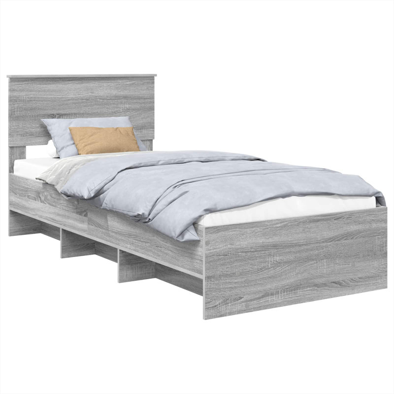 Bed Frame, Grey Sonoma