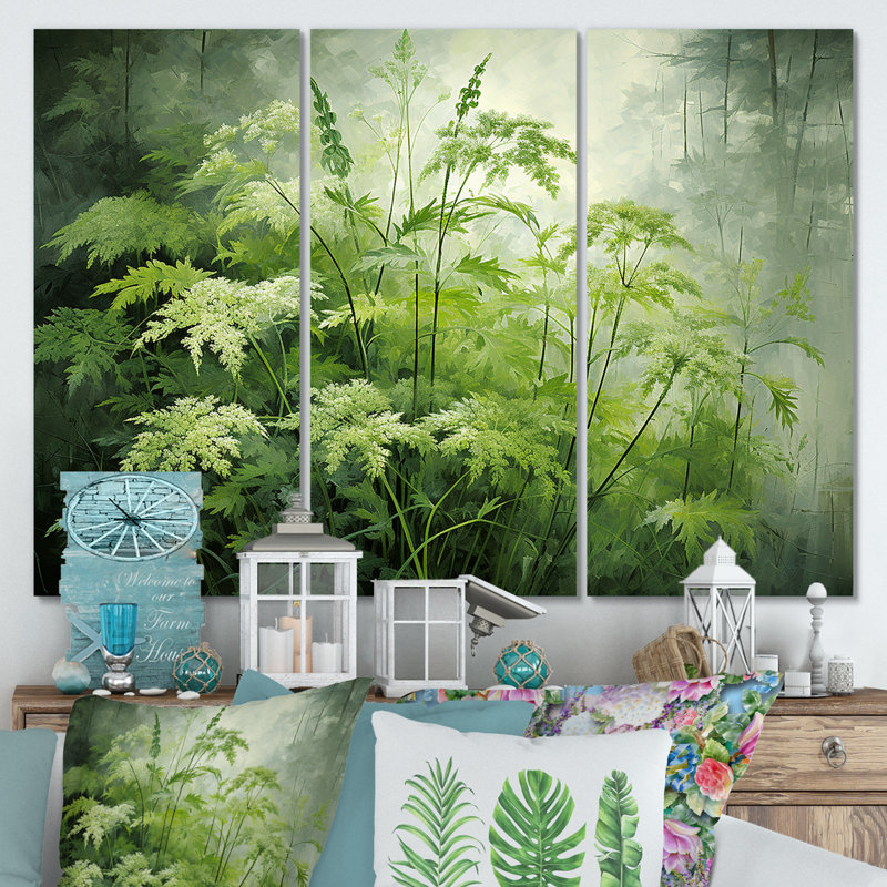 «Herbs Pottery Delights 1 - Floral Herbs», art mural, Toile tendue, H 32 po x l 48 po