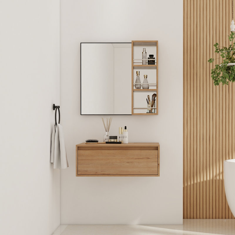  Coiffeuse 30 po avec miroir, armoire murale, imitation chêne