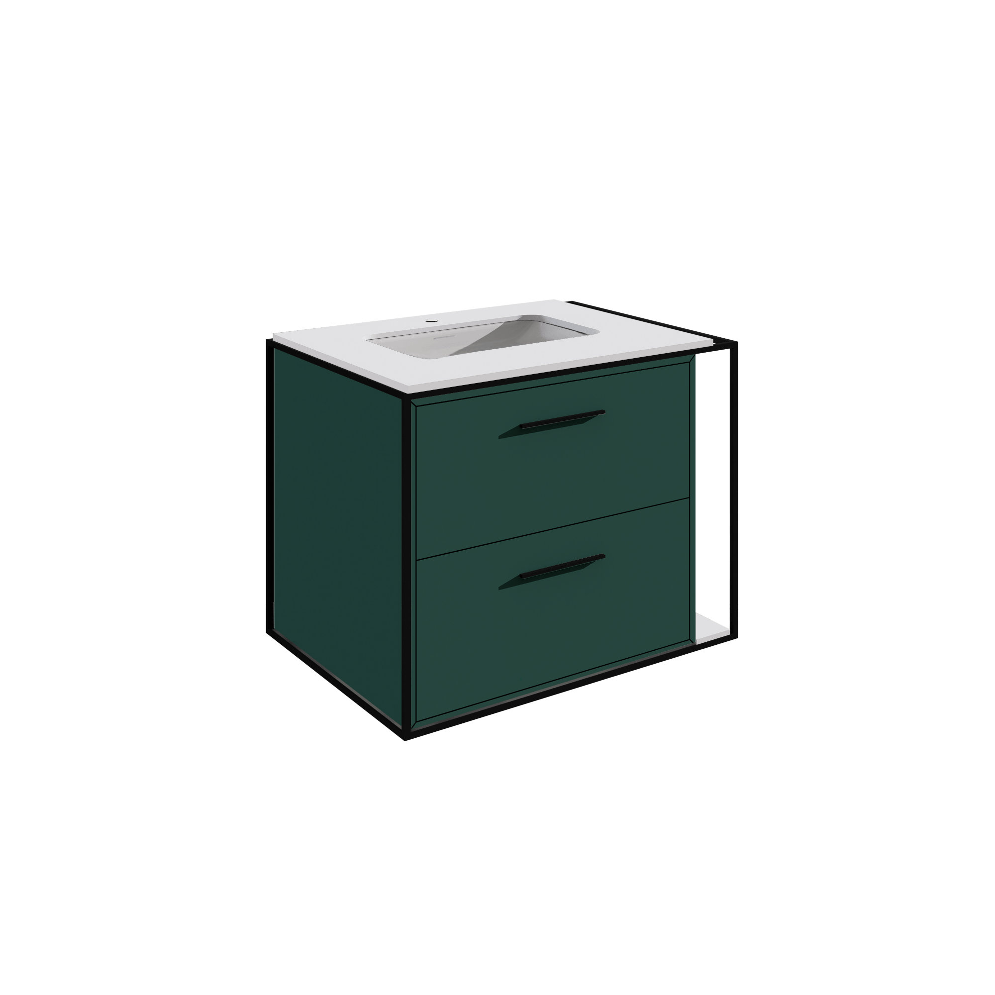 Linea 24" Vanity Base, Matte Olive Green, Single-Hole, Matte Black
