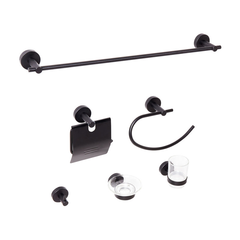 Zaruma  6 - Piece Bathroom Hardware Set, Matte Black