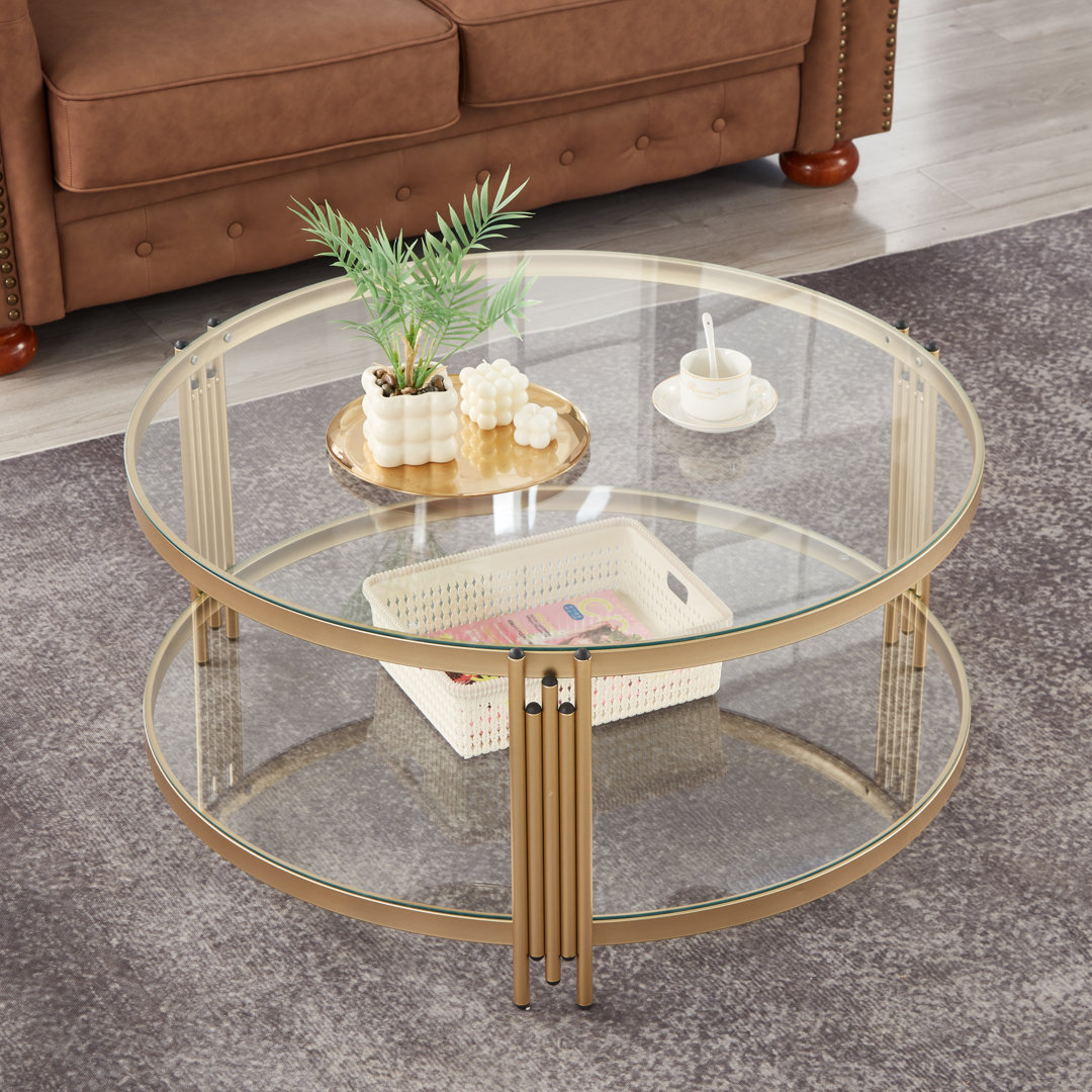 Breannon Glass Top Single Coffee Table Wrought Studio™ Table Base 