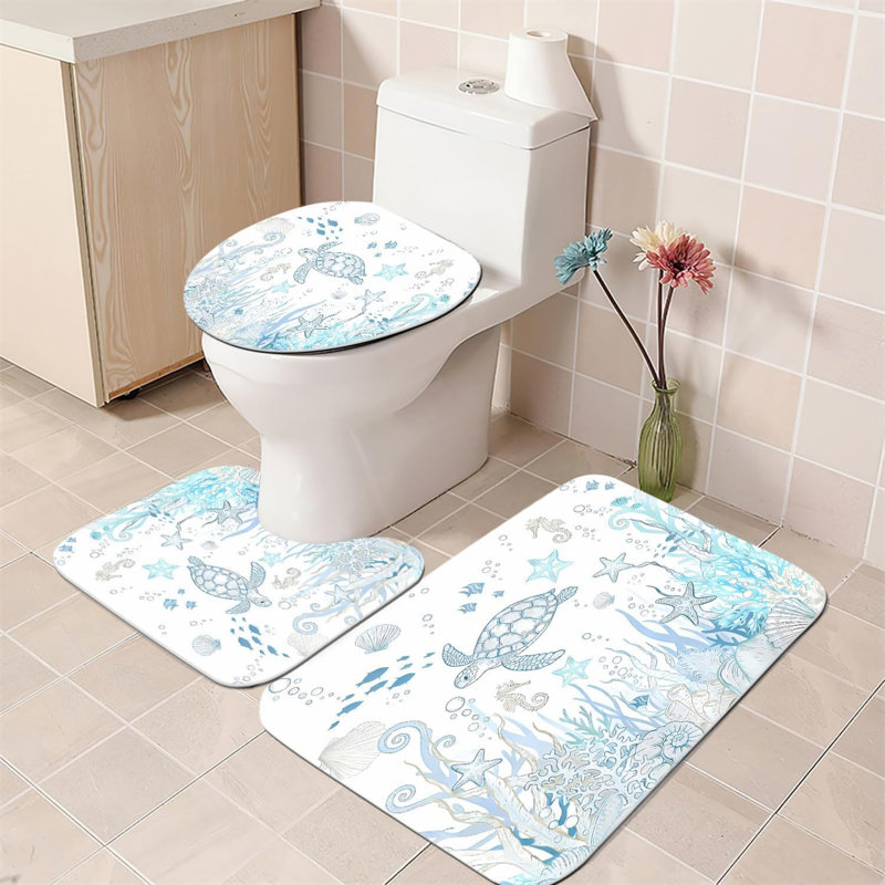 Ensemble de 4 tapis de salle de bain Blue Sea
