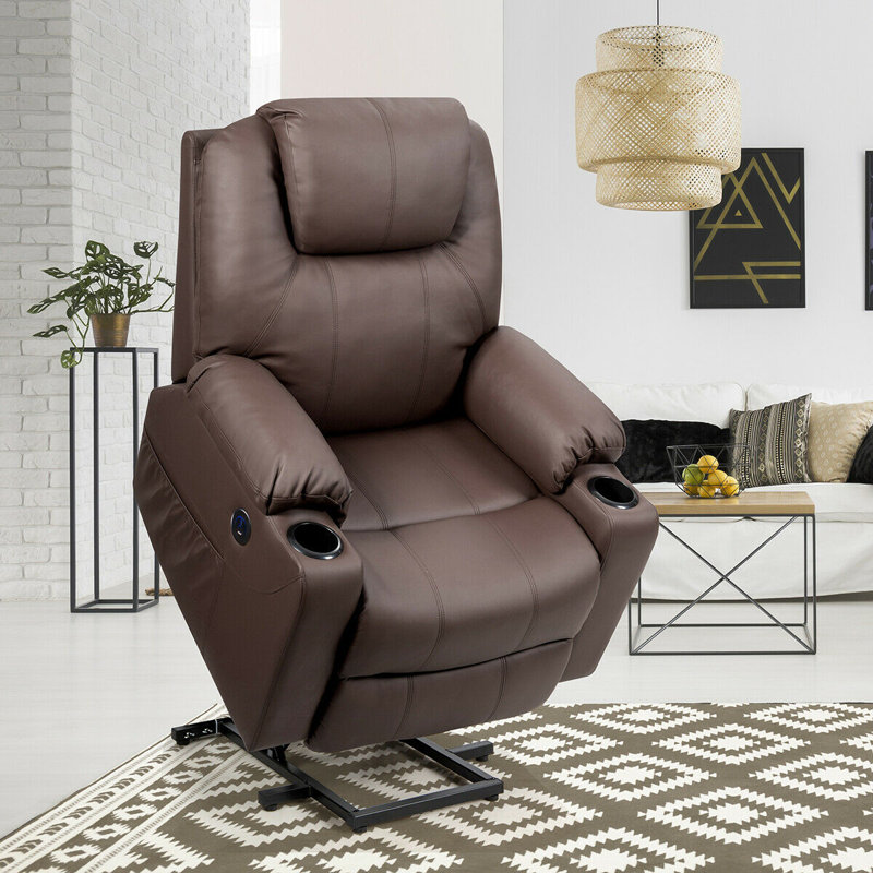 Faux Leather Massage Chair, Brown Faux Leather
