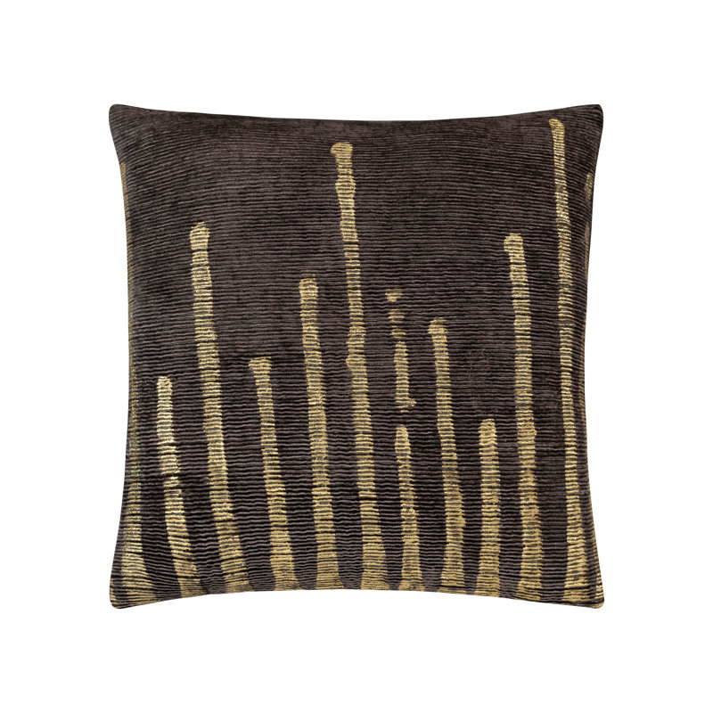 Cloud9 Luxury Adele Charcoal Gold Velvet Pillow 22" x 22", Charcoal/Gold