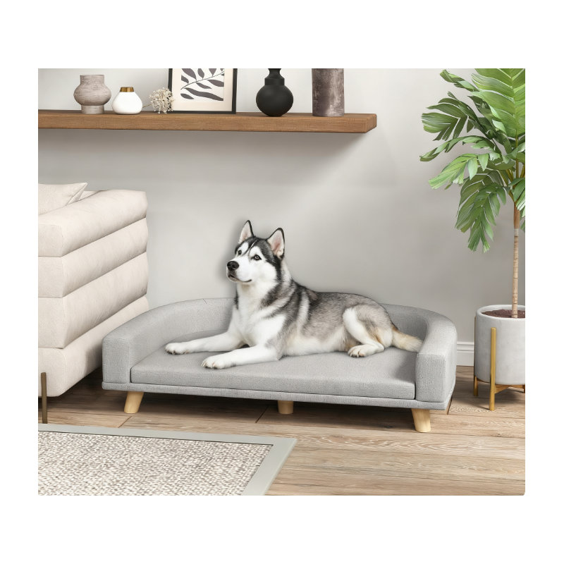 Canapé-lit gris lavable pour grands chiens et chats, Gris