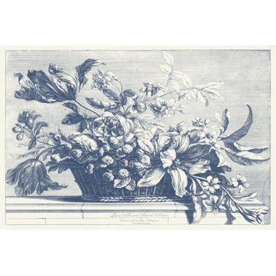 " Navy Basket Of Flowers I " by Giovanni Baptiste Painting Print