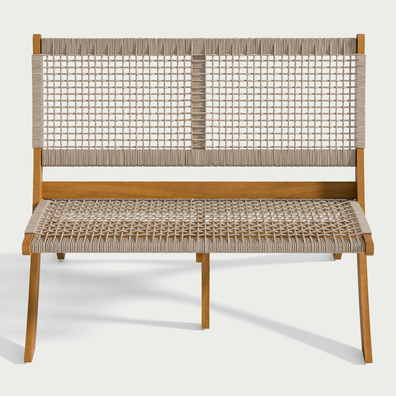Fauteuil Solana bois noyer, tissu beige crème