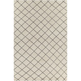 Gaia Hand Knotted Wool Geometric Area Rug in White/Black